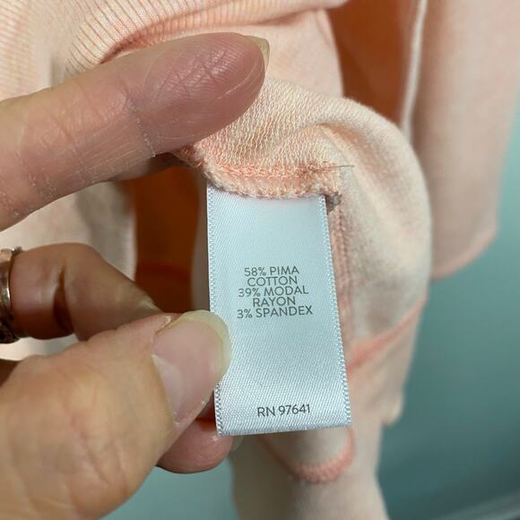 Pure Jill Women Pink Space Dyed Pima Cotton Pullover Hoodie Size M - Picture 7 of 9